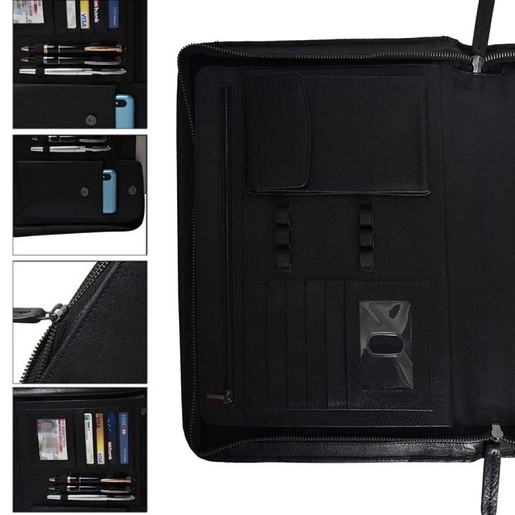 Black PU Leather Portfolio A4